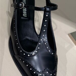 Authentic Miu Miu leather studded heels NEW in box studded